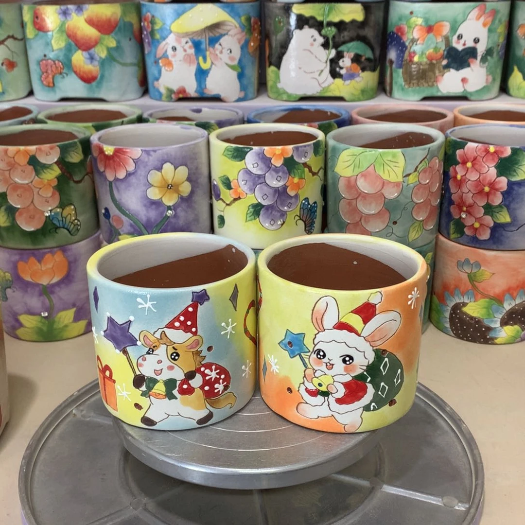 木***?福利花盆，手绘花盆