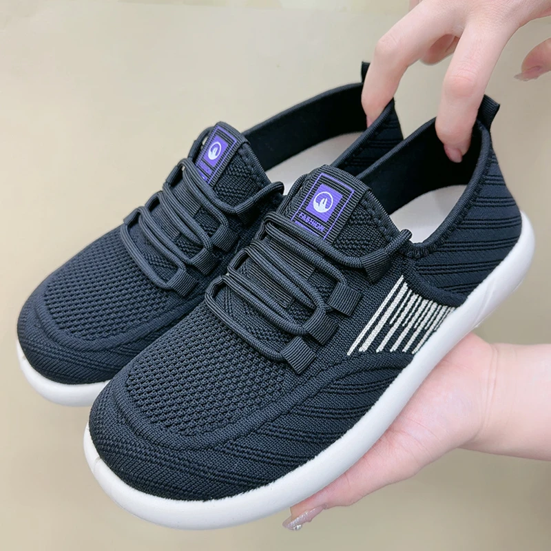 夏季新老北京布鞋女轻便休闲运动鞋飞织网面舒适中老年妈妈健步鞋