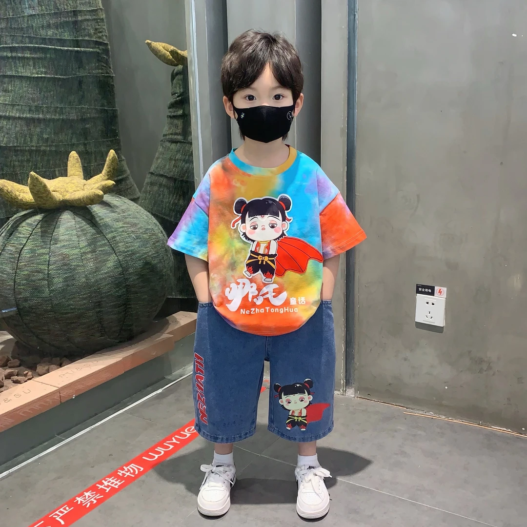 哪吒衣服男童夏季套装2025新款帅气时髦宝宝短袖炸街夏装儿童穿搭