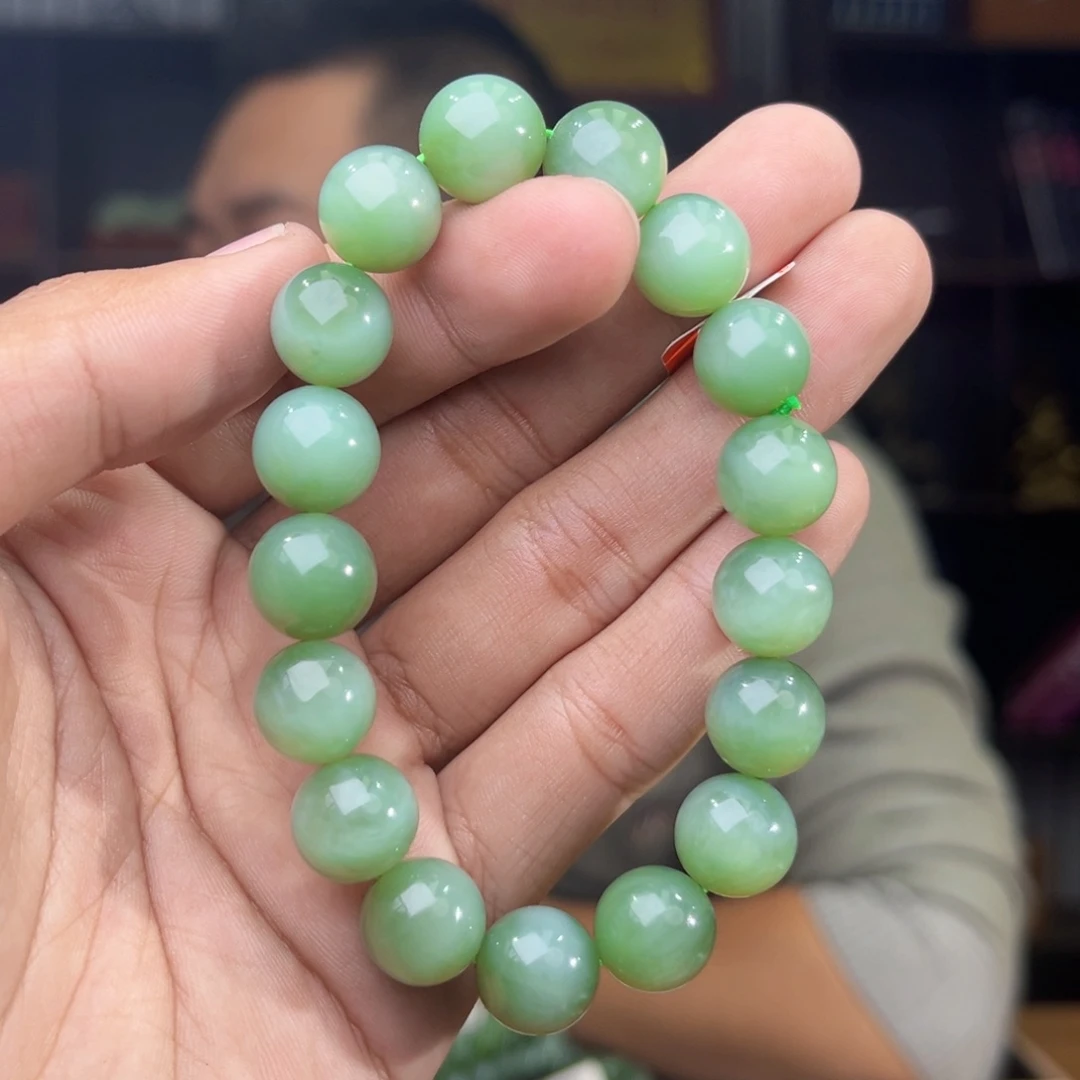 和田玉未镶嵌手串天然和田玉俄罗斯碧玉料粉青卡12