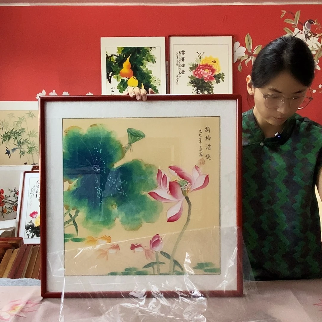 国画手写手绘带框包邮62✖️62国画作品