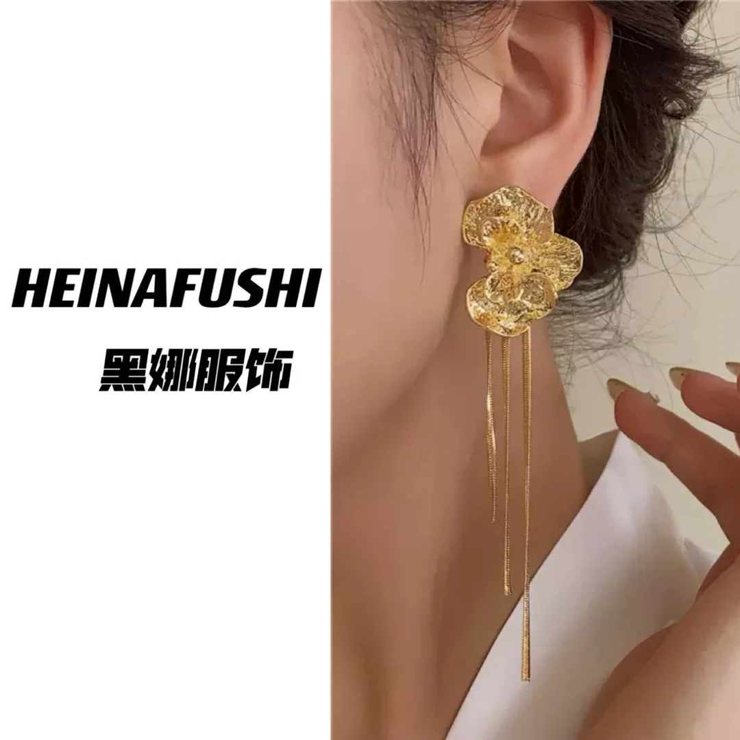 合金耳饰 HEINA 【流苏耳环】 蝴蝶兰流苏耳坠