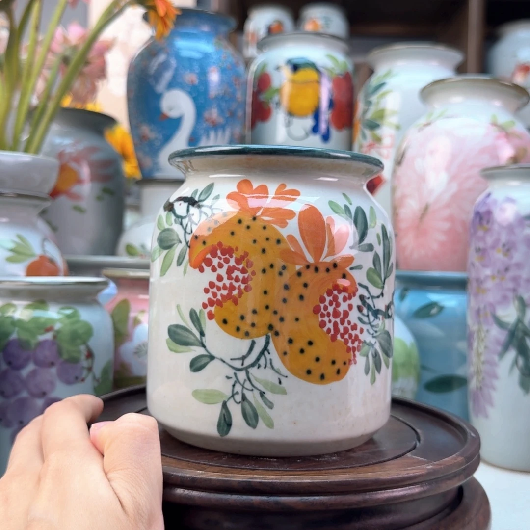 景德镇陶瓷手绘花瓶无孔