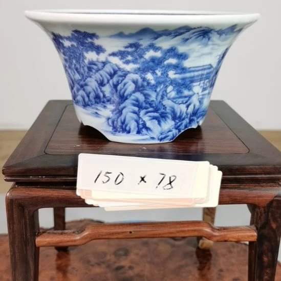 手工坯手绘青花釉下五彩