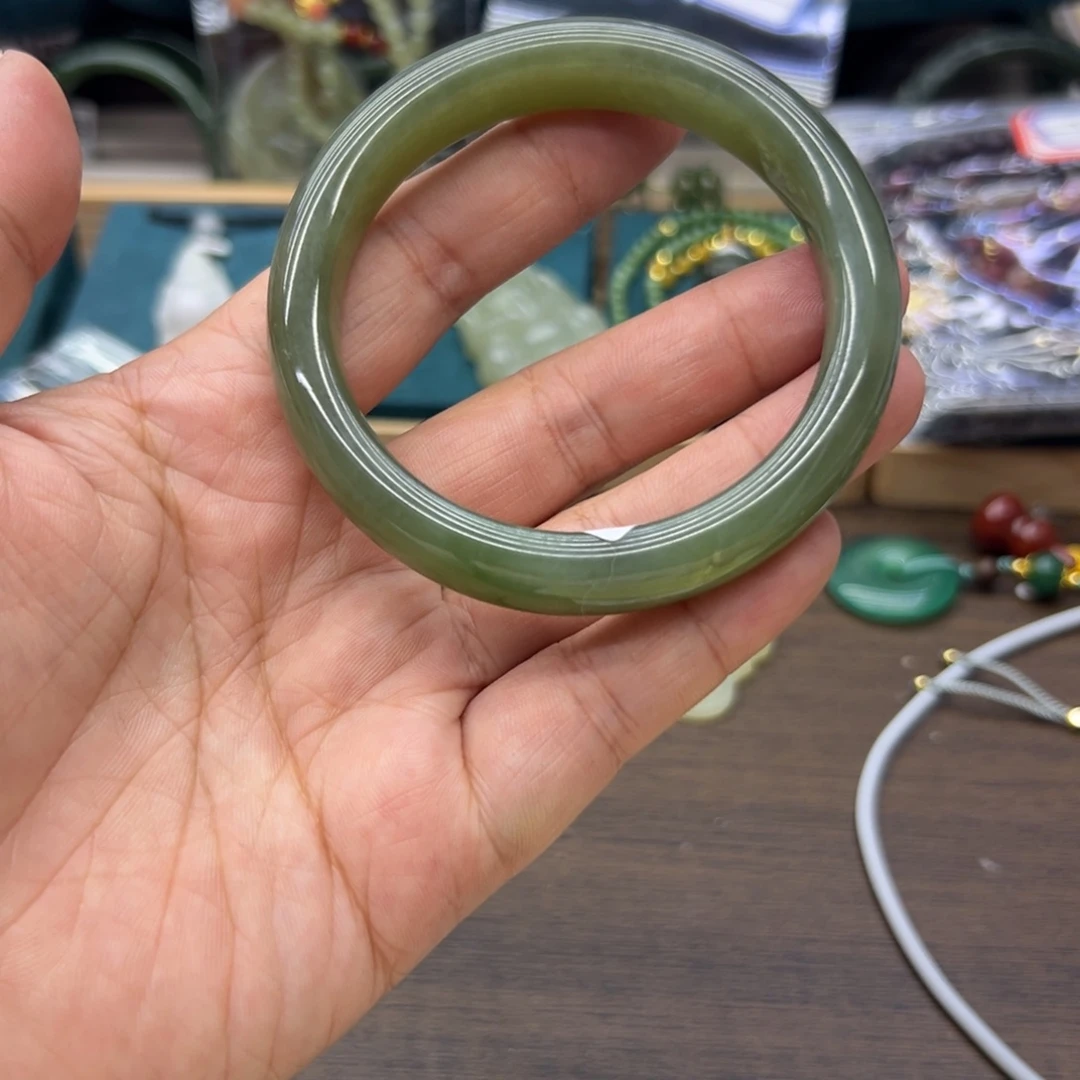 和田玉未镶嵌手镯58圈围407