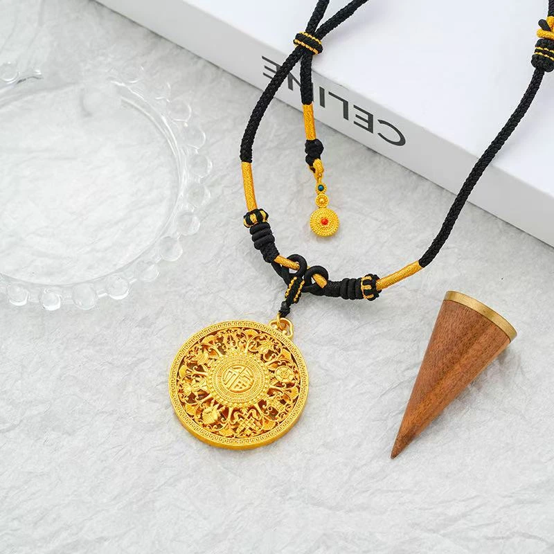 铜合金布艺项链 SQ思岐新中式-25新款福字八宝祥瑞罗盘项链5594