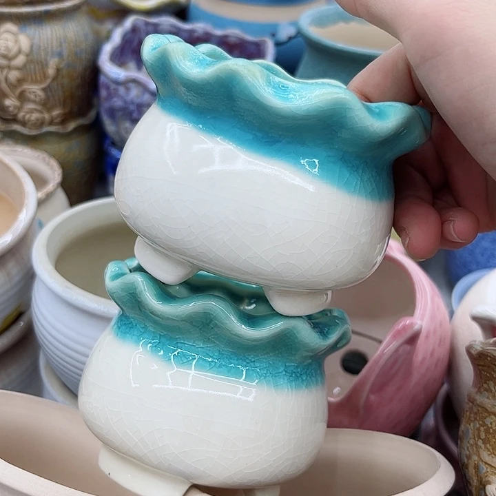 多肉绿植陶瓷花盆9.9包邮，有孔