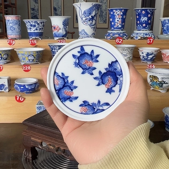 墨奈手绘陶瓷花盆内口7.5高