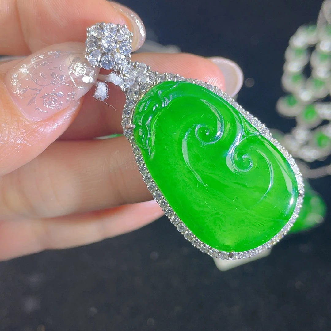 翡翠吊坠(不含链)银S925镶嵌