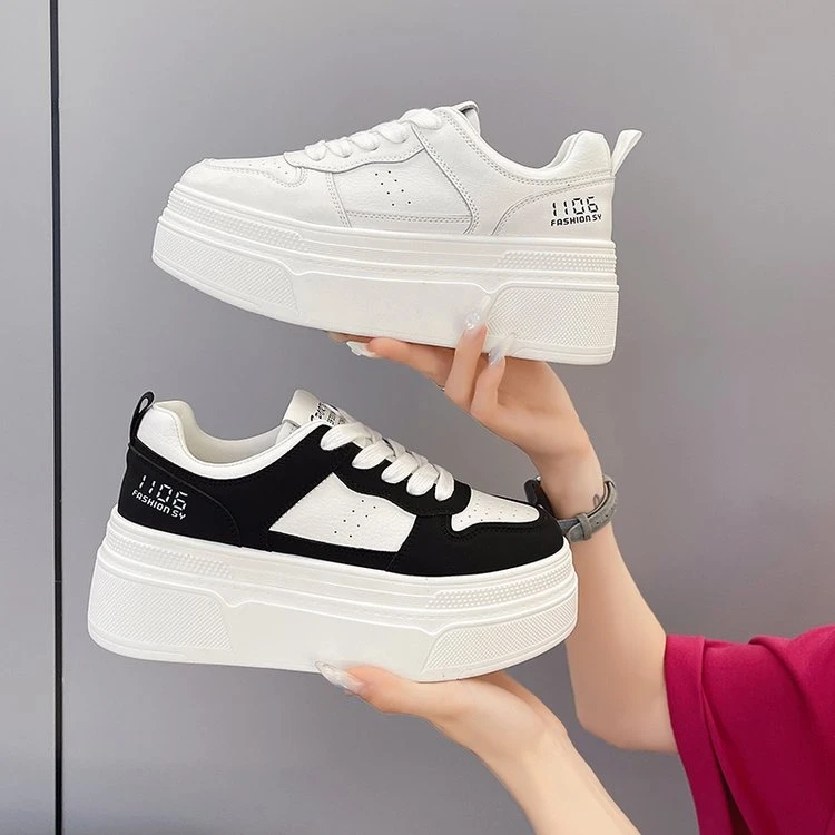 [曼曼]6.5cm松糕厚底小个子增高休闲小白鞋