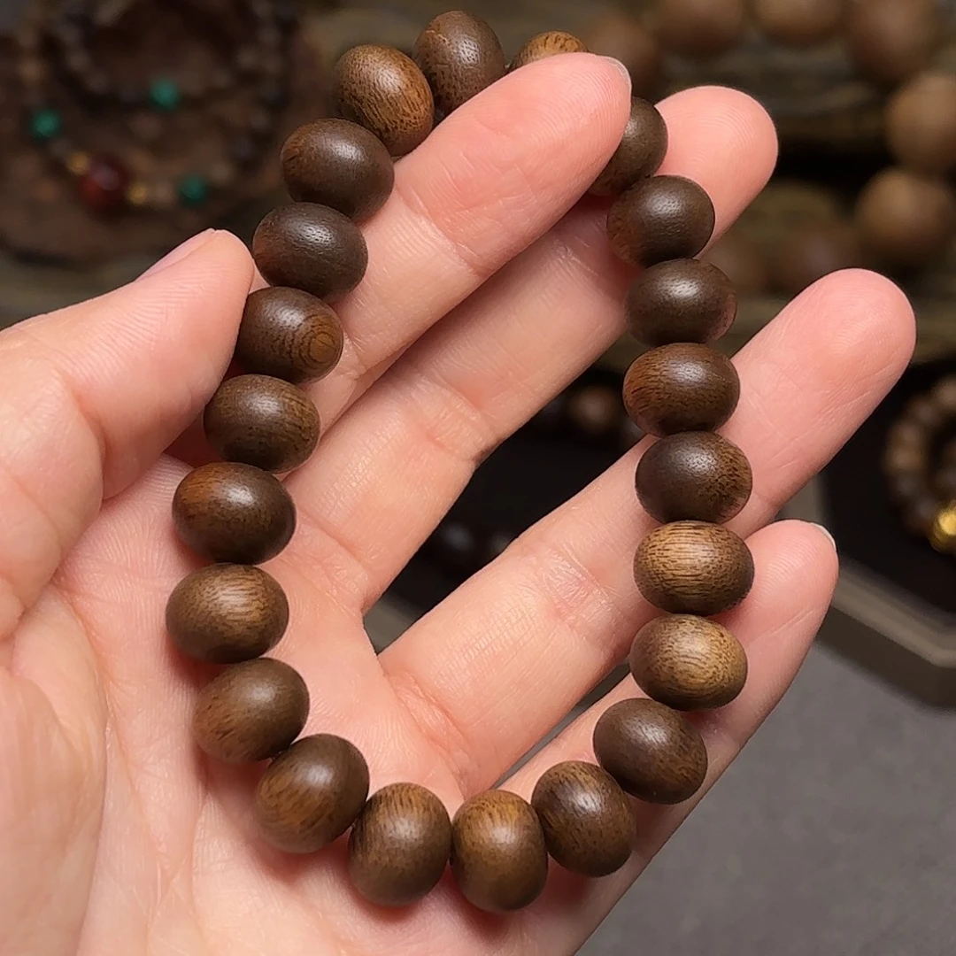 手串沉香越南富森红土玉化1.2×0.8算盘珠单圈