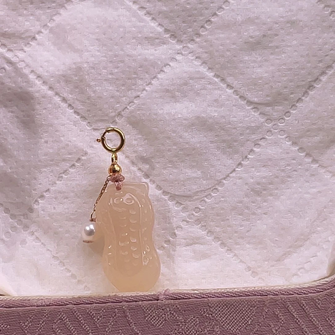 和田玉18K金镶嵌吊坠(不含链)