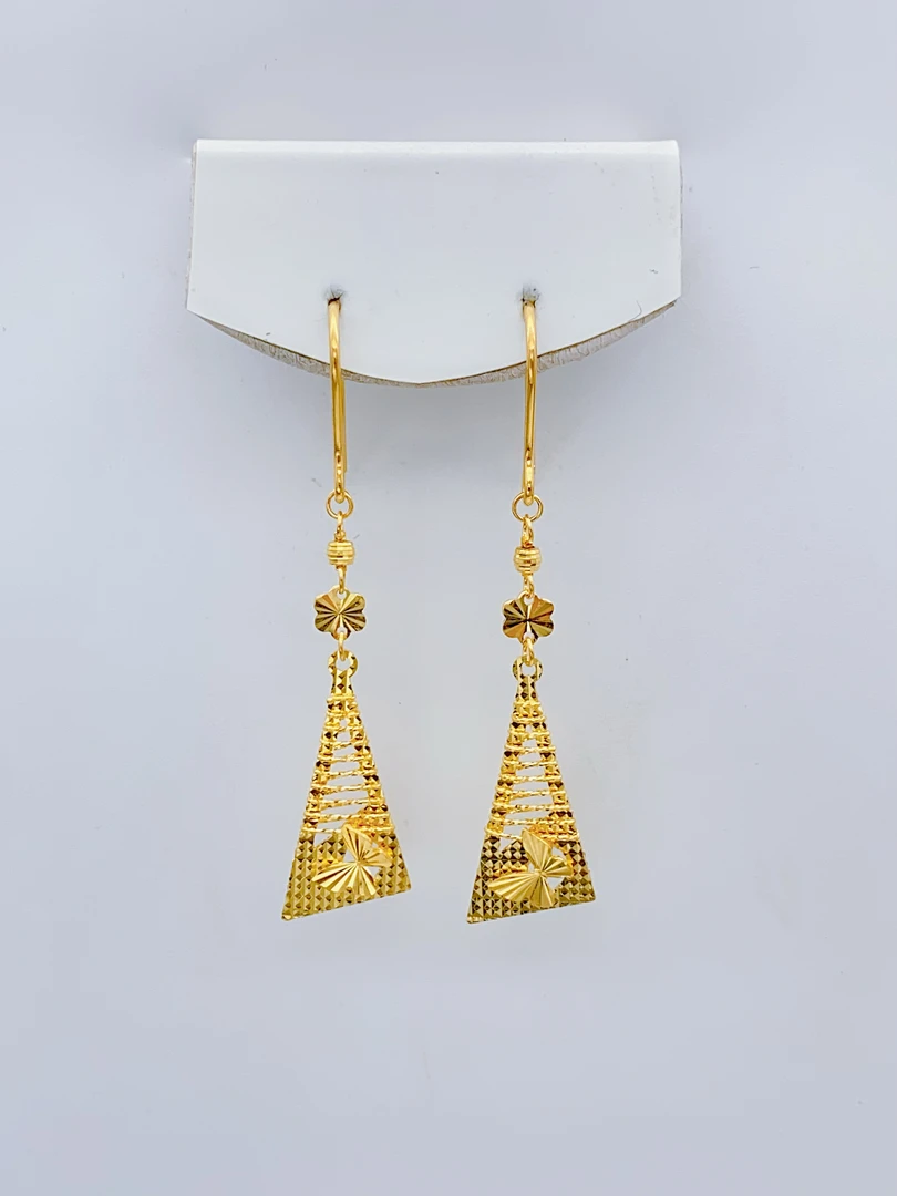 老庙黄金2 足金 精工5G工艺 时尚拉丝蝴蝶 耳钩 3.28克