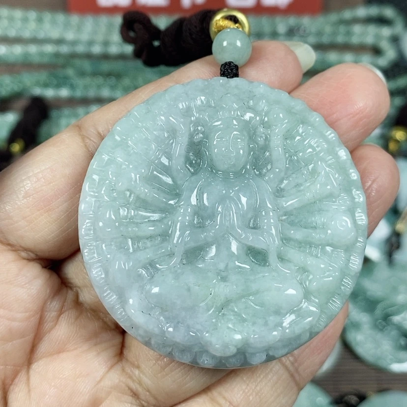 【闪购商品】翡翠颈饰未镶嵌玉吊坠翡翠玉厚装千手观音