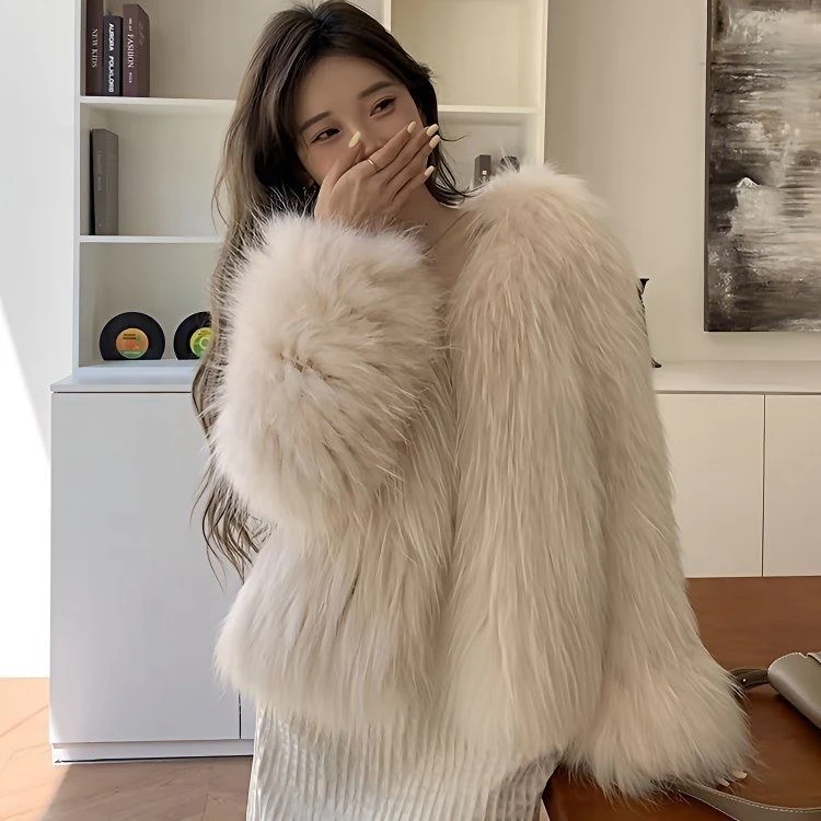 貉子毛毛毛冬季ins韩版保暖皮草外套短款秋冬