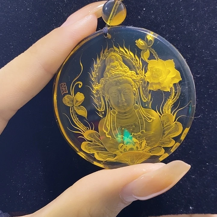 蓝珀未镶嵌珠宝奇石墨西哥蓝珀观音