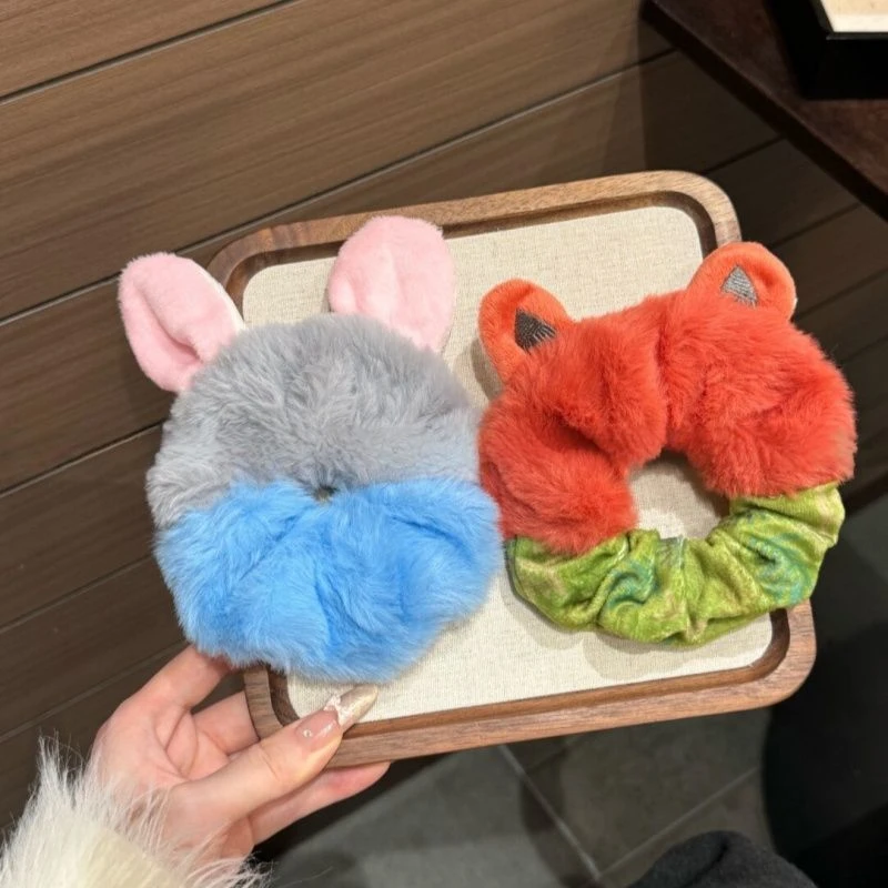 卡通疯狂动物城朱迪尼克毛绒大肠发圈女可爱毛茸茸发绳头绳发饰品