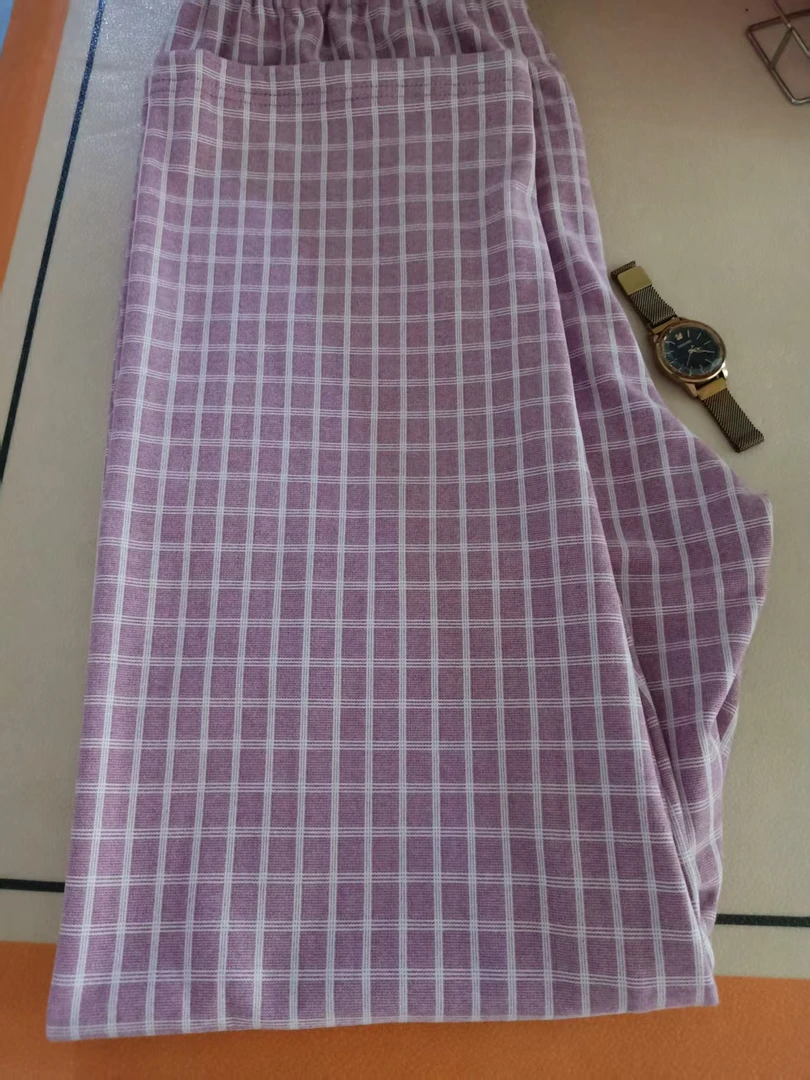 女士宽松格子家居裤可外穿多季节适用舒适保暖睡裤