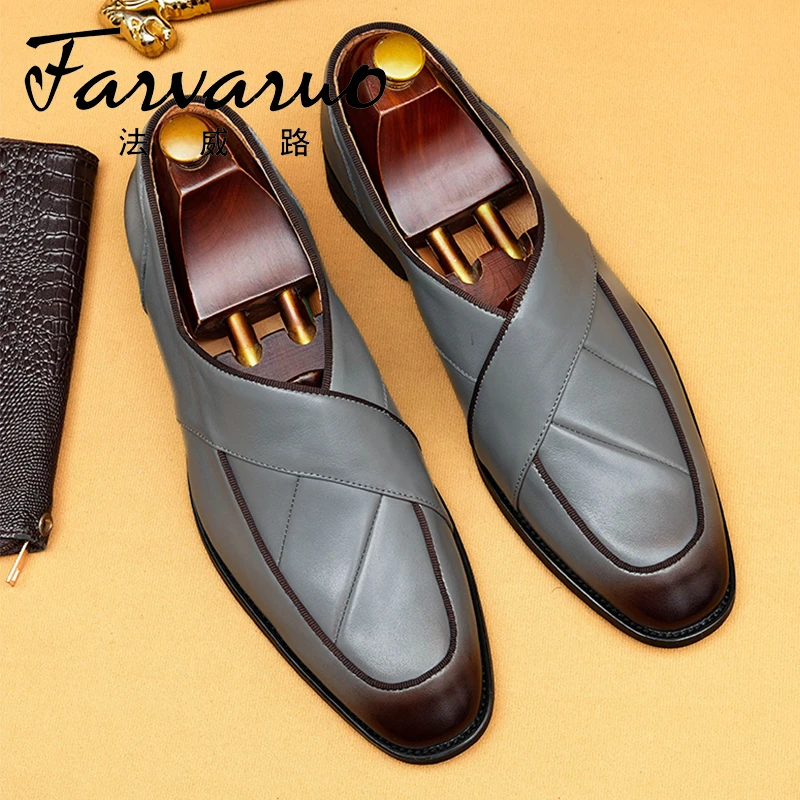 新款百搭乐福鞋男牛皮真皮夏季透气休闲皮鞋一脚蹬男男士豆豆鞋