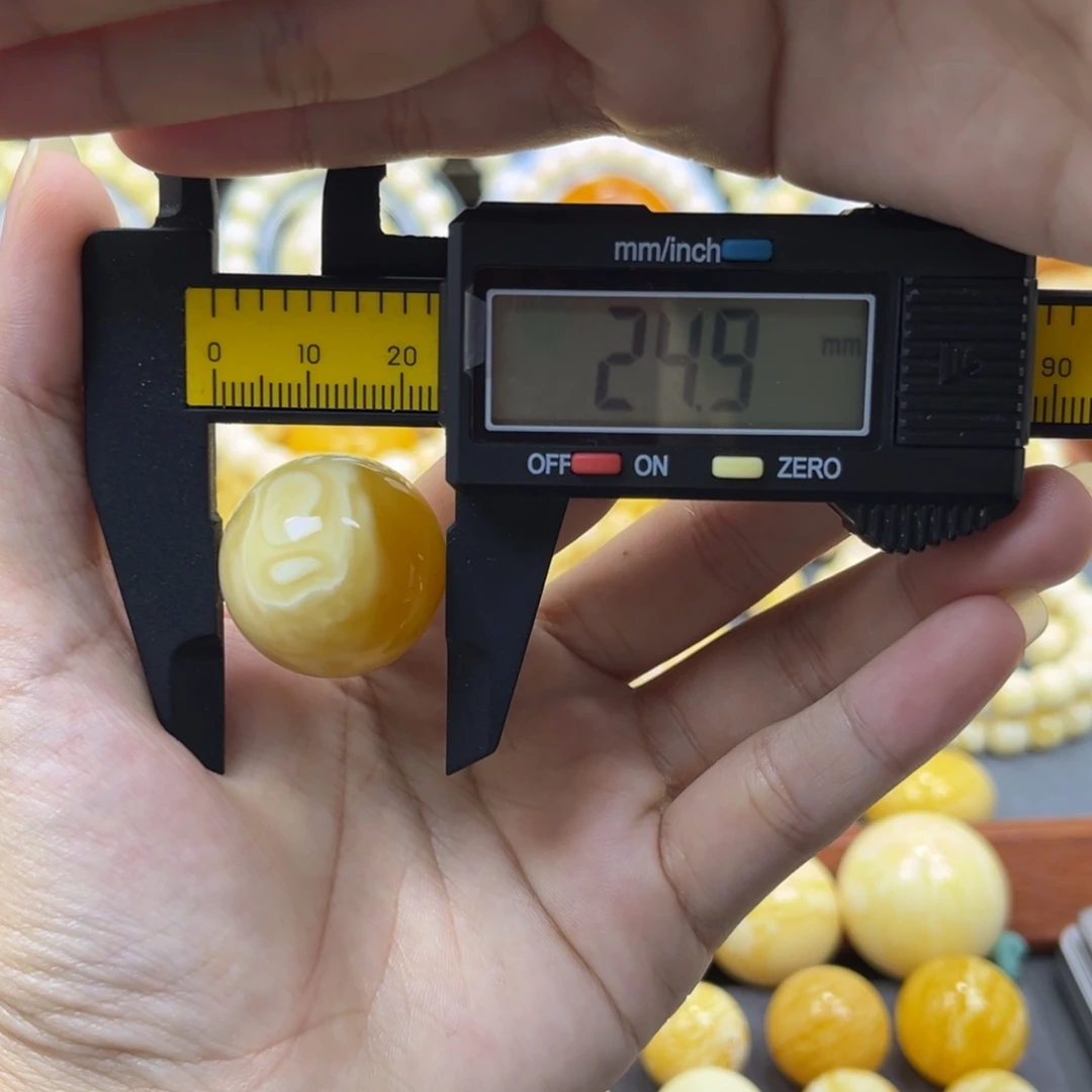 琥珀未镶嵌手串单珠圆珠