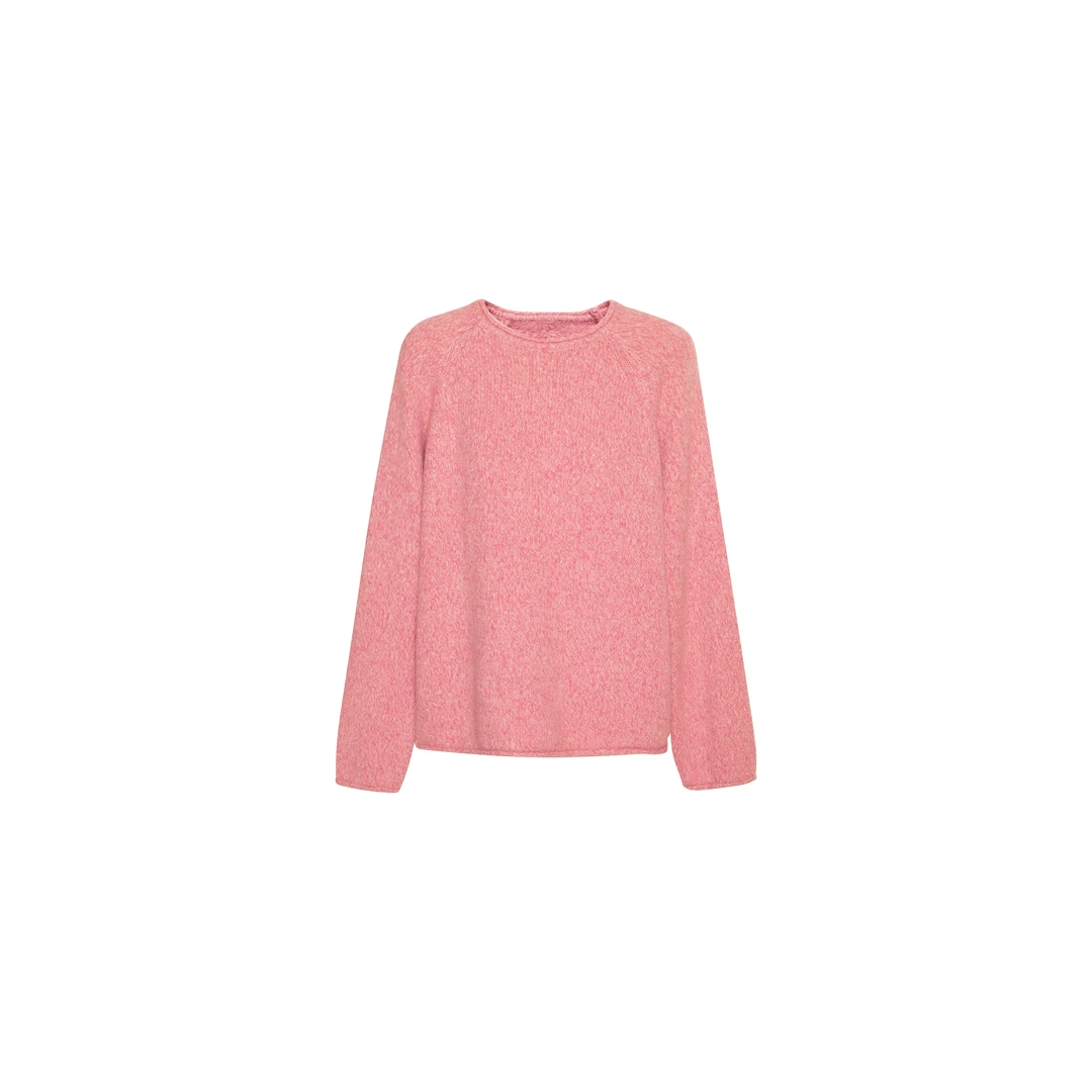 妯娌私服【莓红温茶】休闲宽松圆领卷边慵懒毛衣女209290