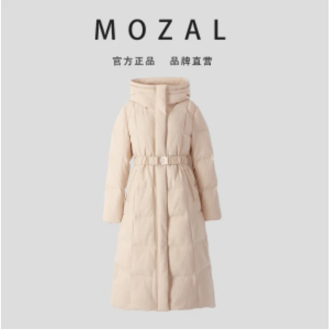 陌妆品牌新款加厚保暖时尚收腰长款鹅绒服24825