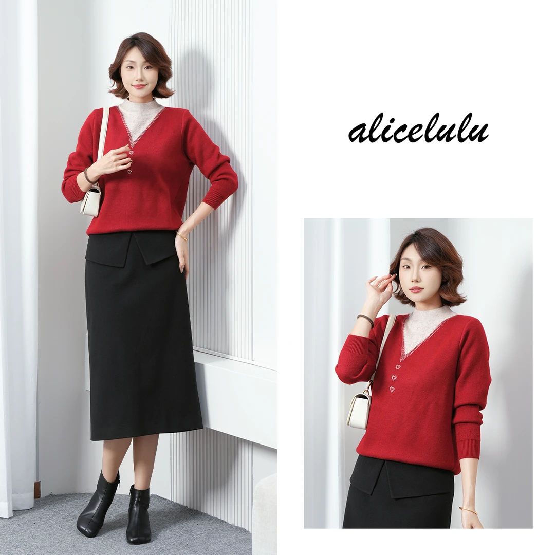 alicelulu叠钻织境.重工烫钻设计感优软针织衫S2145399U