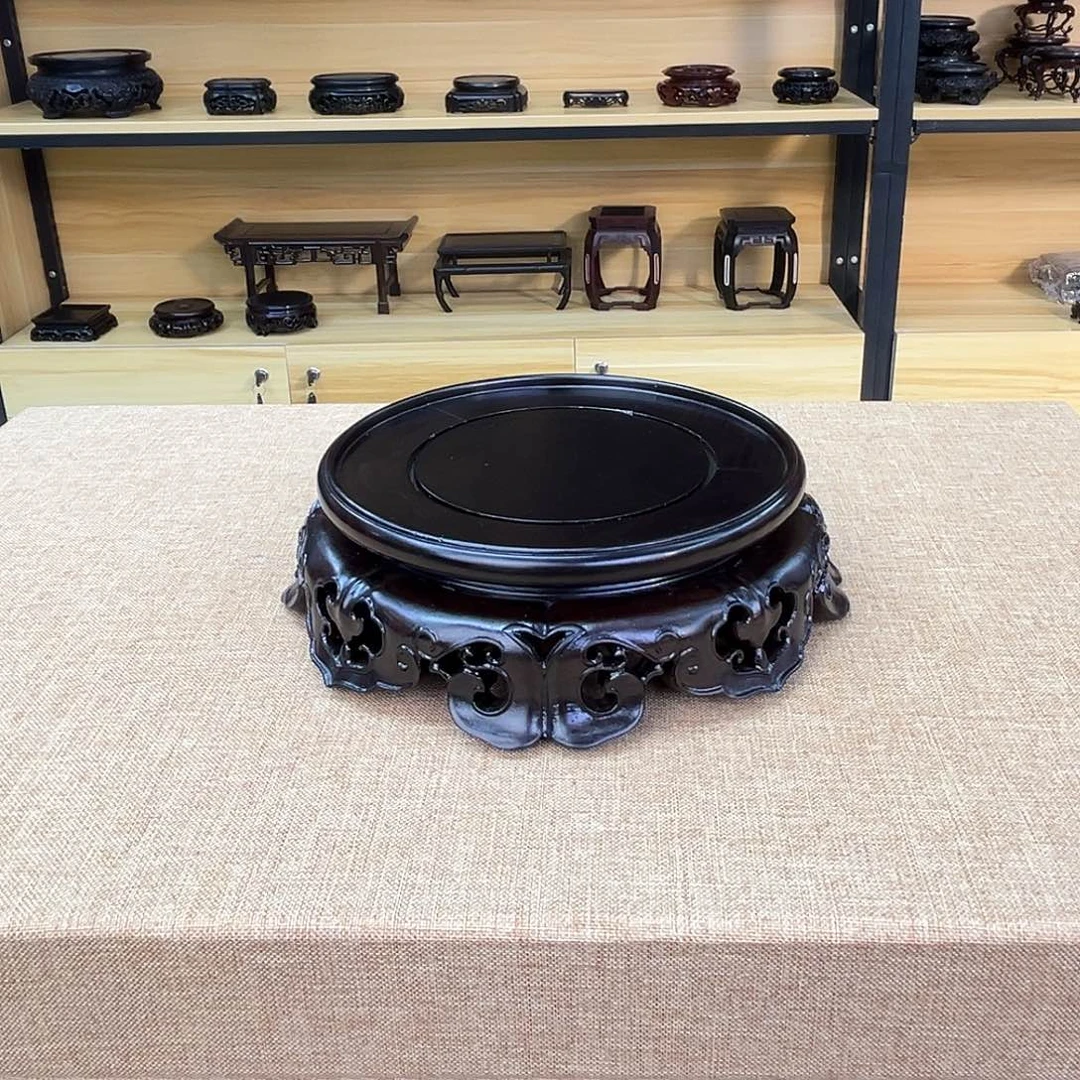 风车木（黑檀木）31号雕花圆几11.5/4厘米