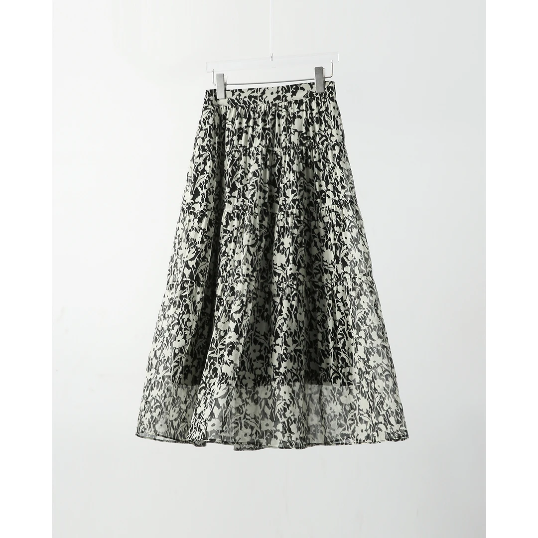 【九月木兮】繁花入梦浪漫乔其真丝印花A字半身裙中长裙S81414SQAMG