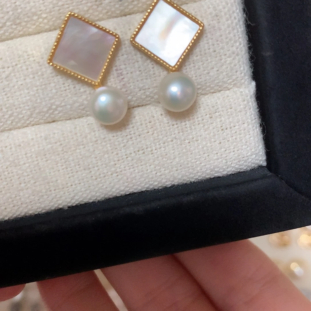 淡水珍珠耳饰合金