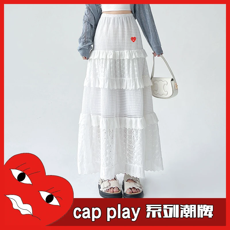 CapPlay新款法式蓬蓬裙女春夏高腰显瘦a字半边裙花边蕾丝蛋糕裙