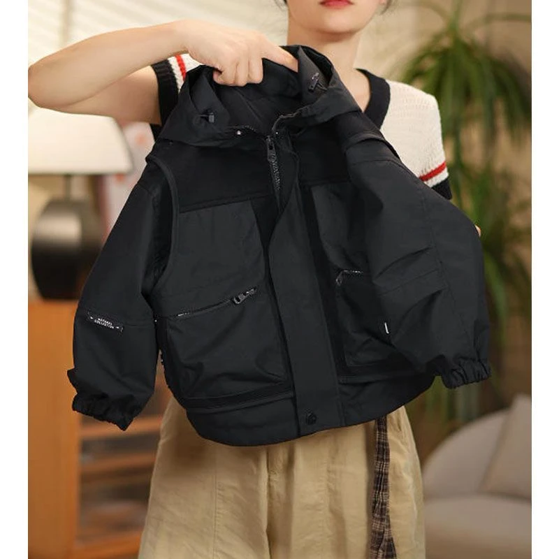 韩版童装春秋季新款亲子户外男女童洋气时尚休闲中大童韩版冲锋衣