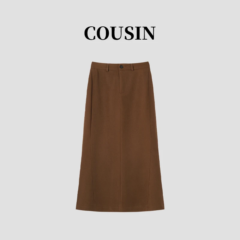 D.cousin 西装百褶半身裙大码胖妹妹高腰遮胯显瘦气质A字长裙2533