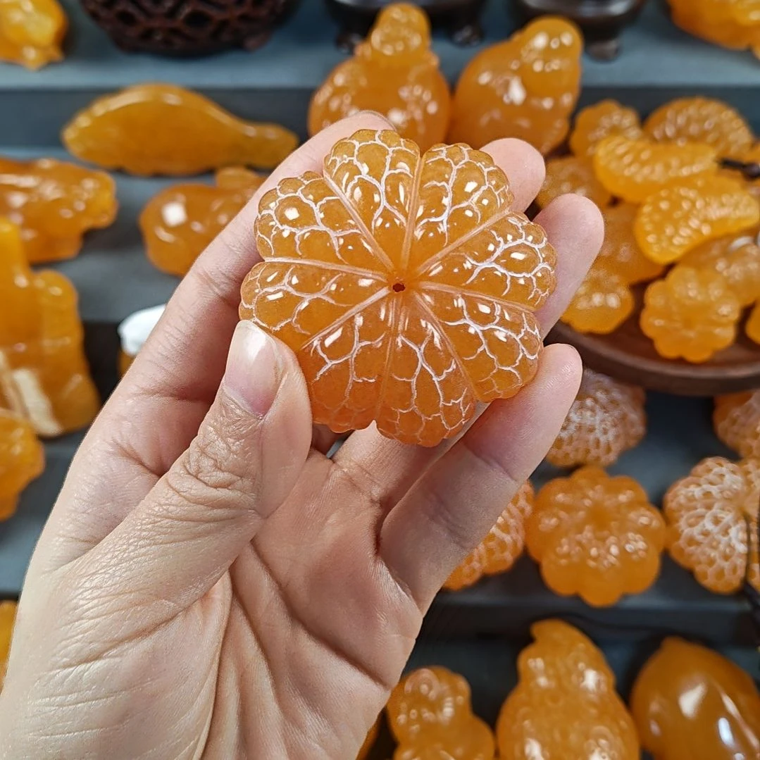 洒***脱石材金冻石手工雕刻橘子