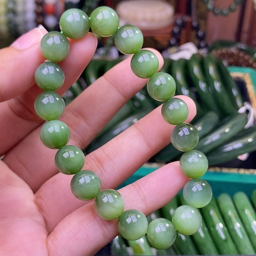 手链未镶嵌和田玉碧玉猫眼老料手串10mm