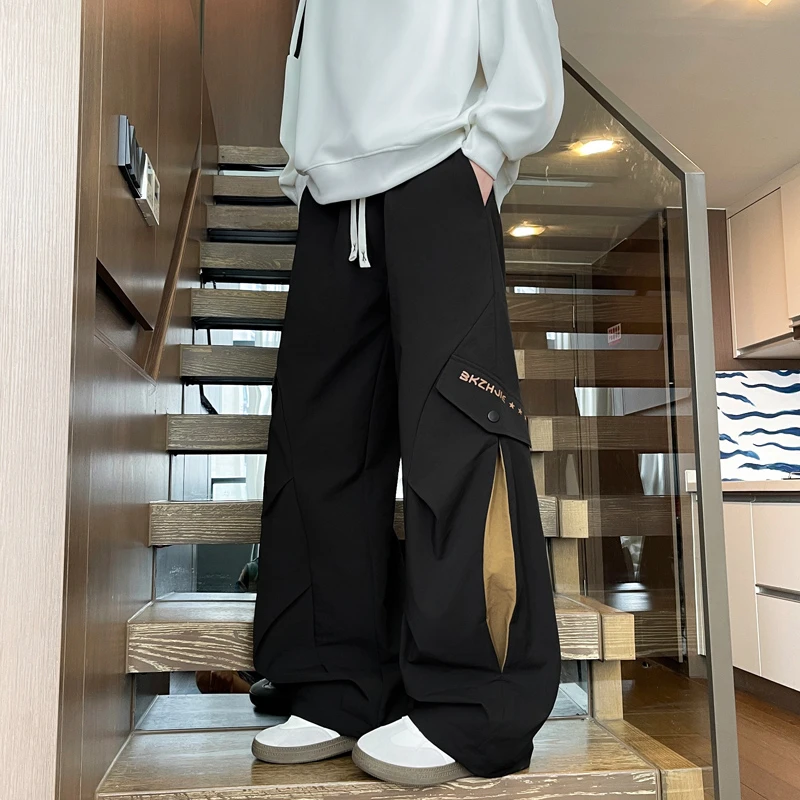 新款休闲裤男美式潮牌宽松阔腿工装裤男款长裤子春秋季男生运动裤