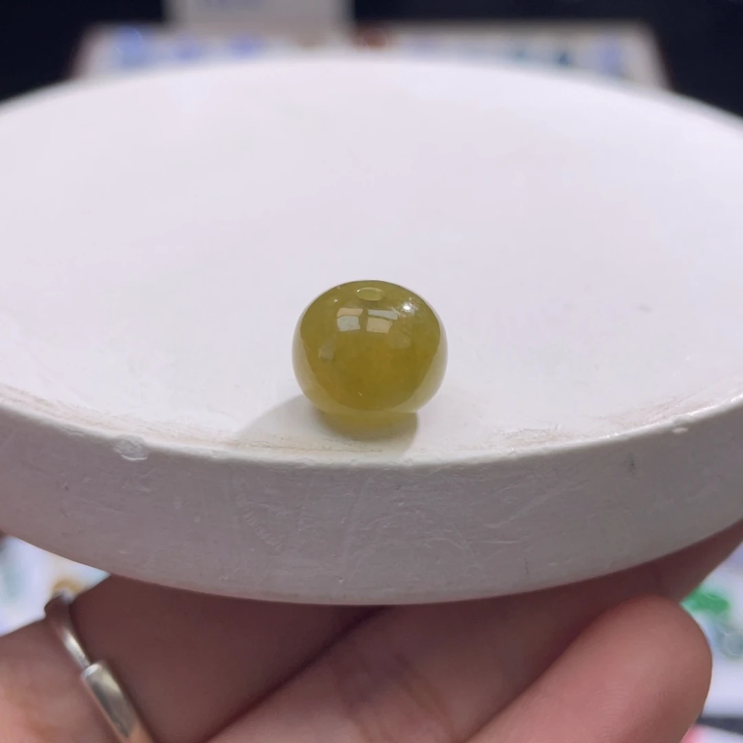 散珠翡翠特色黄翡鼓珠卡10.8-8.8mm