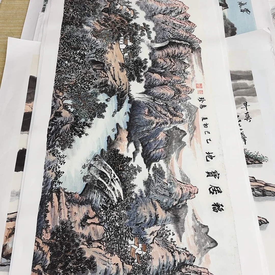 国画四尺整纸手绘作品