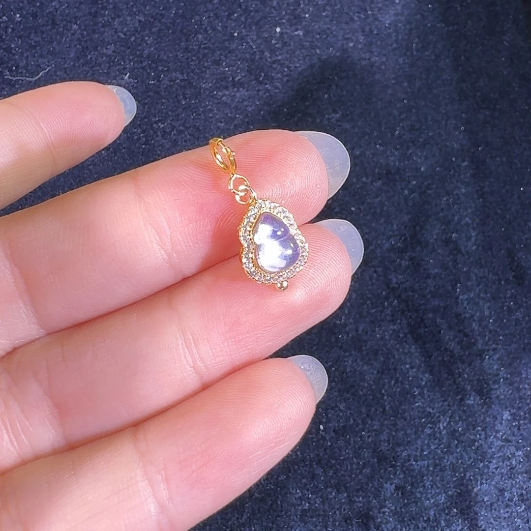 翡翠吊坠(不含链)银S925镶嵌葫芦