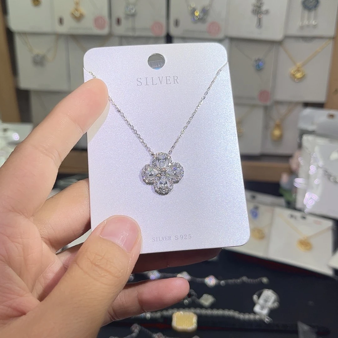 吊坠925银无四叶草49锆石