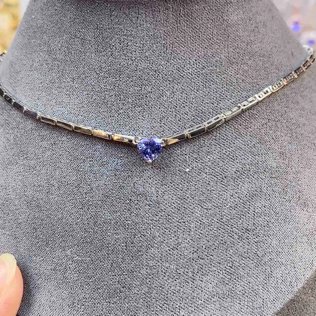 坦桑石颈饰银S925镶嵌