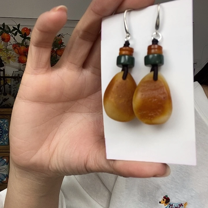 蜜蜡未镶嵌耳饰耳饰