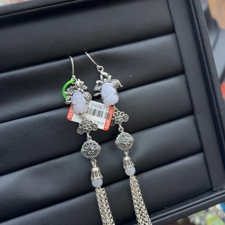 翡翠银S925镶嵌颈饰耳环