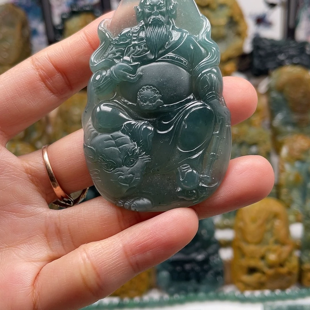 翡翠未镶嵌颈饰天然翡翠a货赵公明