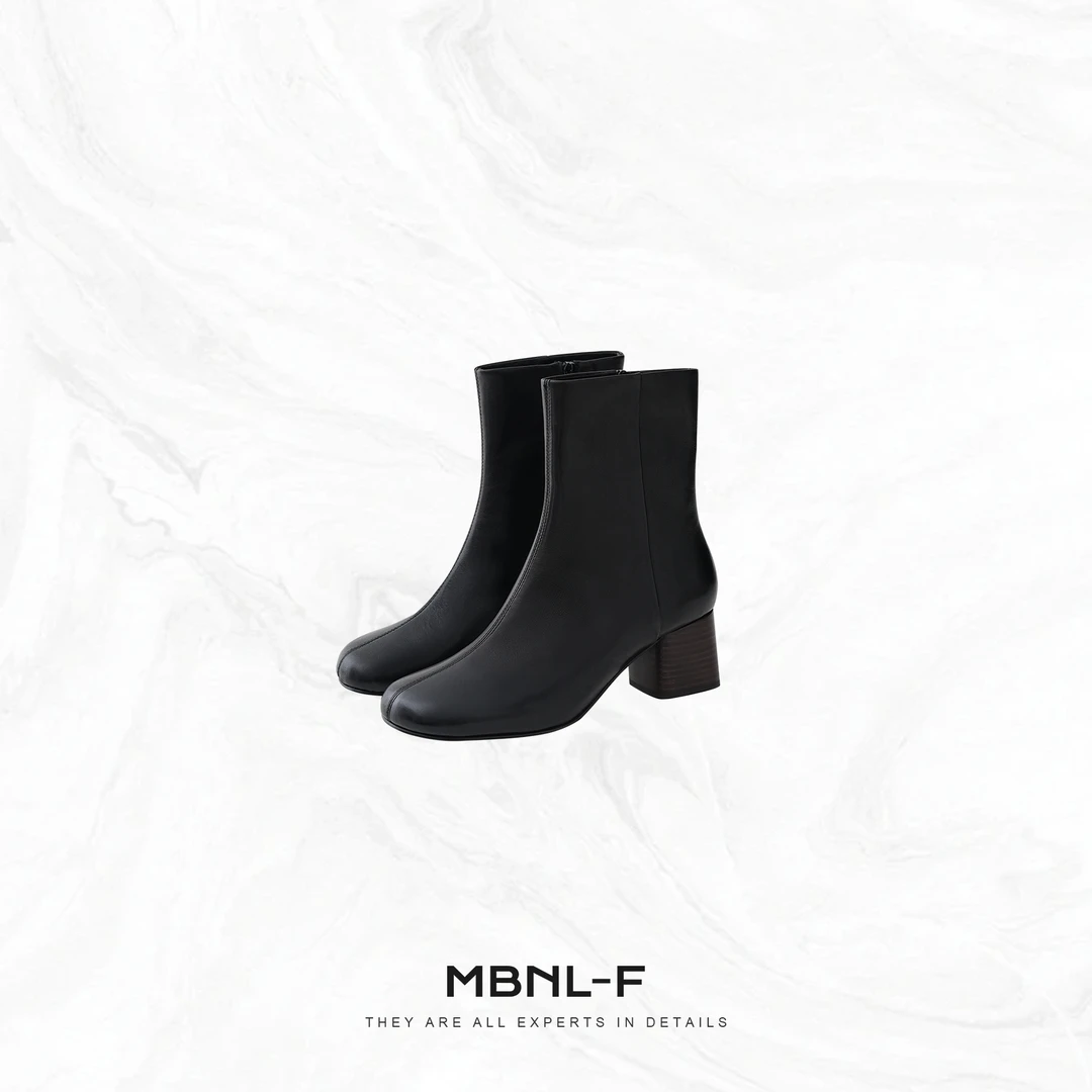 MBNL-F “知性女主” 头层小牛皮+小羊皮纹理感短靴 秦磊XM-XXZ9305