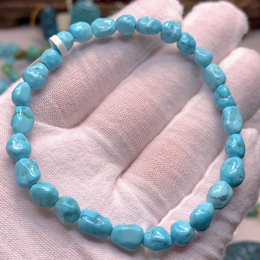 未镶嵌绿松石原矿天空蓝随形手串