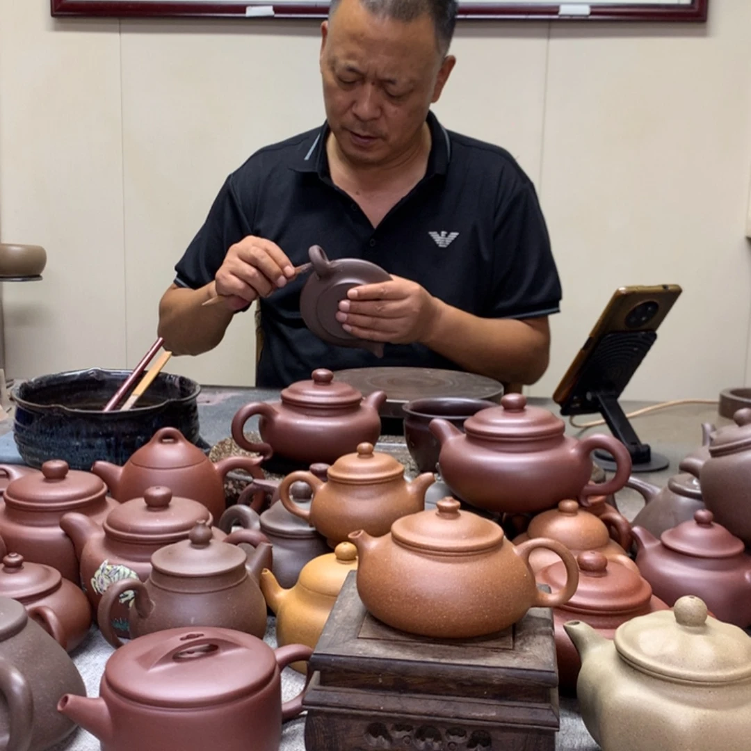 紫泥茶壶黄降坡寒江130 C半手工制作
