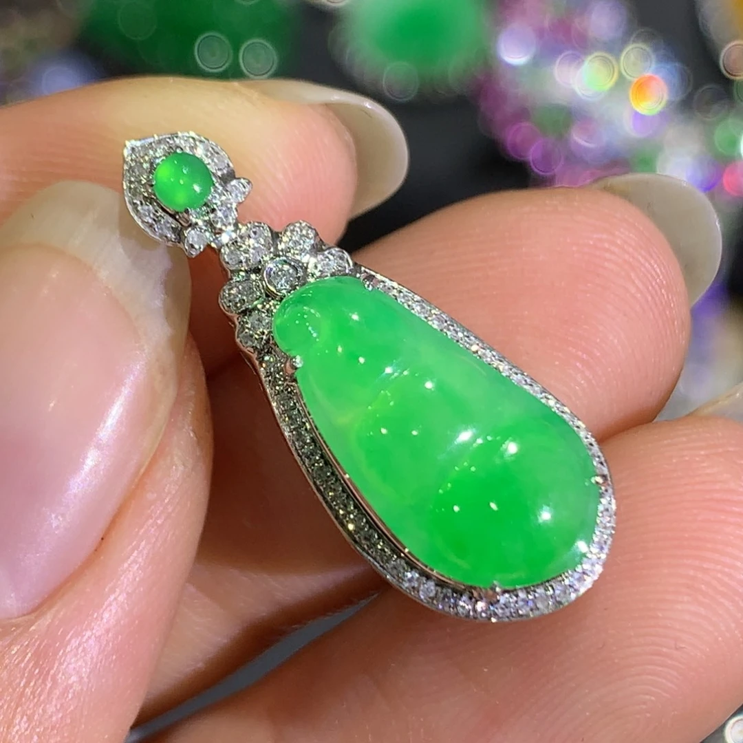 翡翠颈饰18K金镶嵌6、