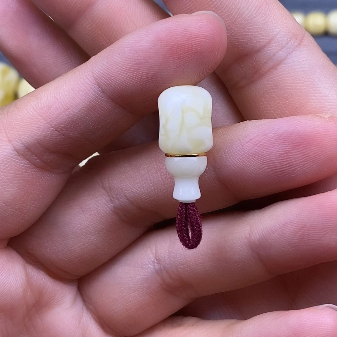 18K金镶嵌琥珀裸石10mm 蜜蜡金腰带三通