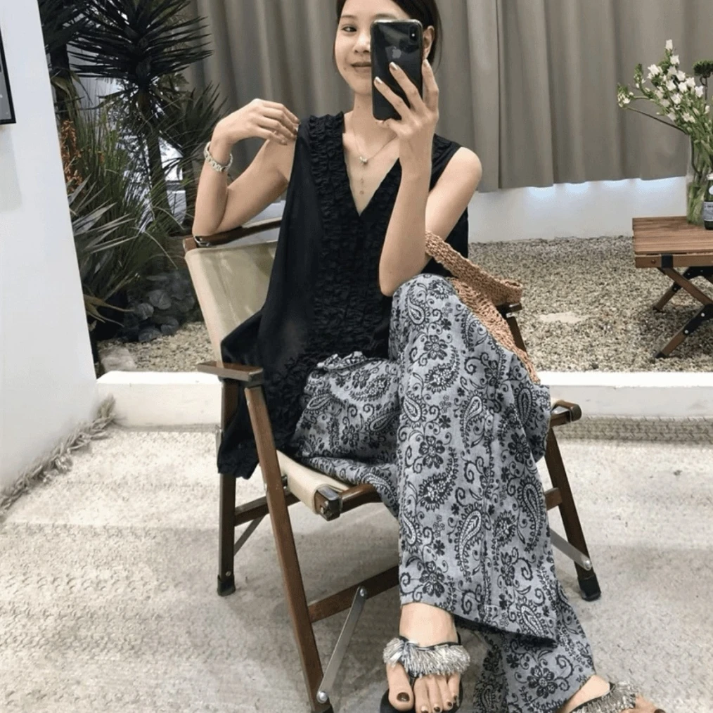 【现货清仓】夏季棉绸时尚女薄款宽松阔腿家居裤可外穿垂感遛弯睡裤